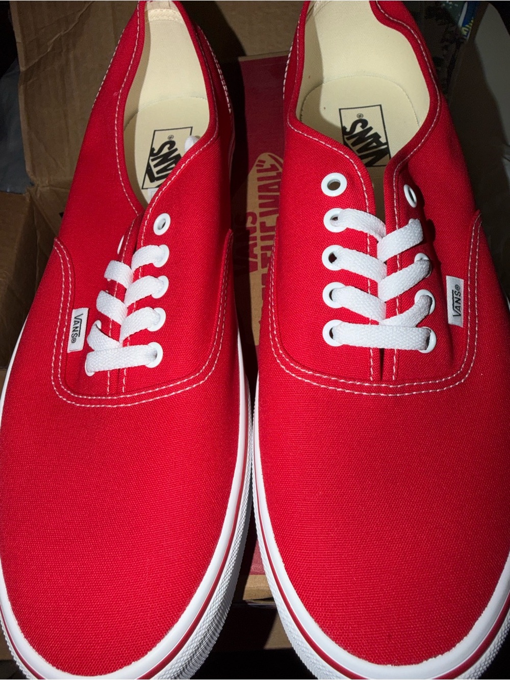 Vans Red Canvas Low-Top Sneakers with White Laces
